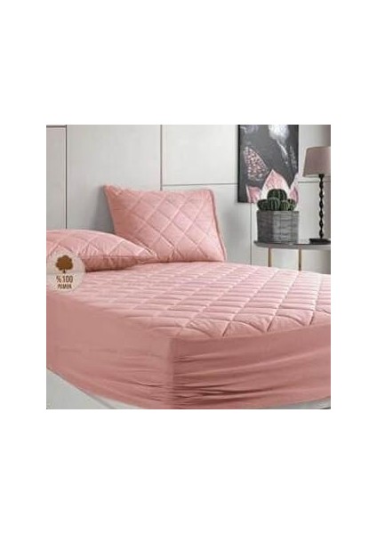 Formeya Yatak Koruyucu Alez Kapitone Pudra RENK%100 Pamuk Fitted Alez Çarşaf 160 x 200