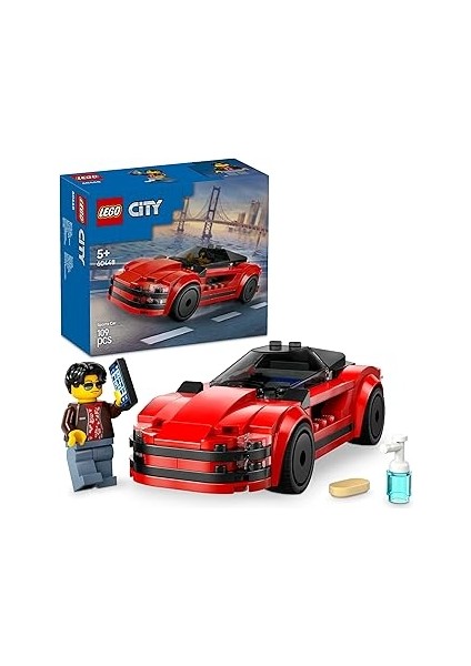 City Kırmızı Spor Araba 60448-5 Yaş ve Üzeri Çocuklar Için Yaratıcı Oyuncak Yapım Seti, Doğum