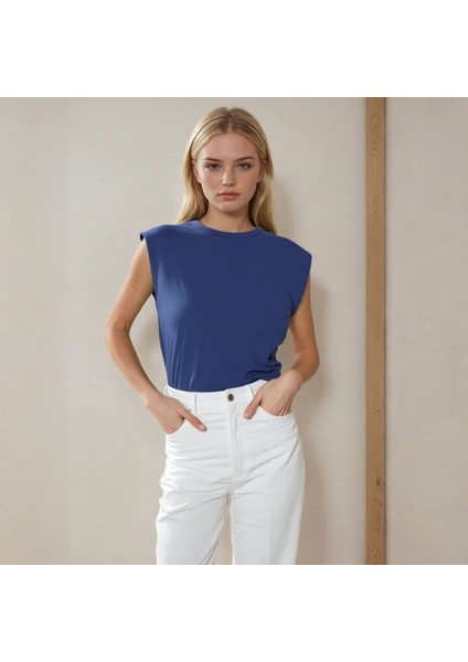 Vatkalı Kolsuz Penye Kadın Bluz, Kolsuz T-Shirt, Kadın T-Shirt, Vatkalı T-Shirt, Örme Kadın T-Shirt