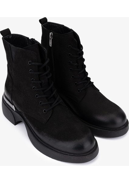 Kadın Hakiki Deri Siyah Nubuk Düz Bot 599 2202 Bn Bot SK25-26 Sıyah Nbk fiyatları