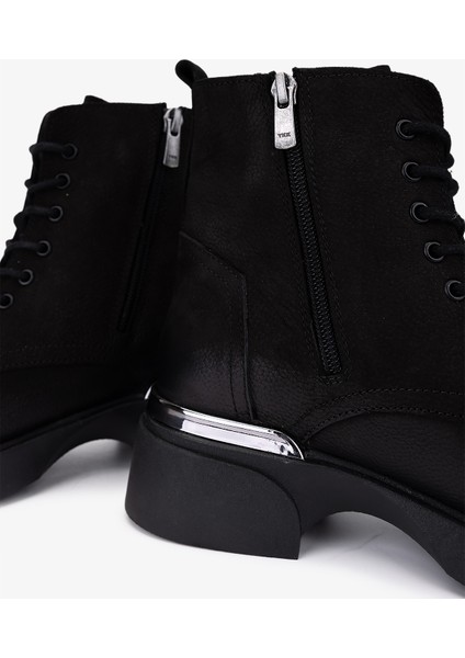 Kadın Hakiki Deri Siyah Nubuk Düz Bot 599 2202 Bn Bot SK25-26 Sıyah Nbk fırsatları