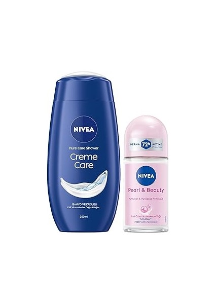Creme Care Nemlendirici Duş Jeli 250ML ve Rollon Deodorant Pearl&beauty 50ML, 72SAAT Anti-Per