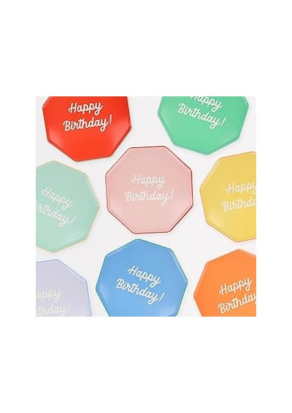 Meri Meri - Happy Birthday Tabaklar - L - 8 Adet