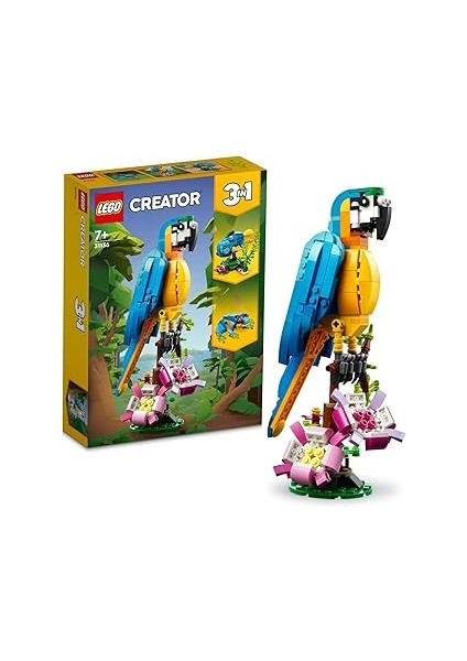 Creator Egzotik Papağan 31136-7 Yaş ve Üzeri Çocuklar Için Papağan, Balık ve Kurbağa Modelleri