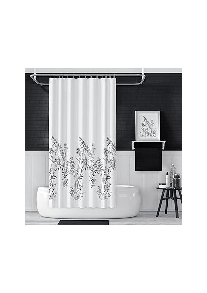 Tropik 180X200 cm Funda Tek Kanat Banyo Perdesi, Yıkanabilir Polyester Kumaş Banyo Perdesi, Du