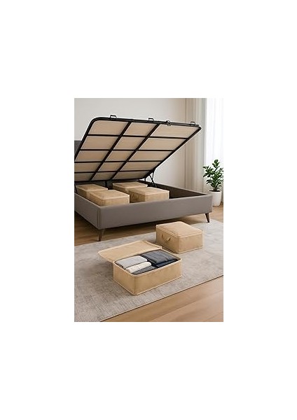 Formeya 6 Adet Büyük Boy Yatak Baza Altı Çok Amaçlı Hurç 64 x 45 x 22 cm (Kahverengi)