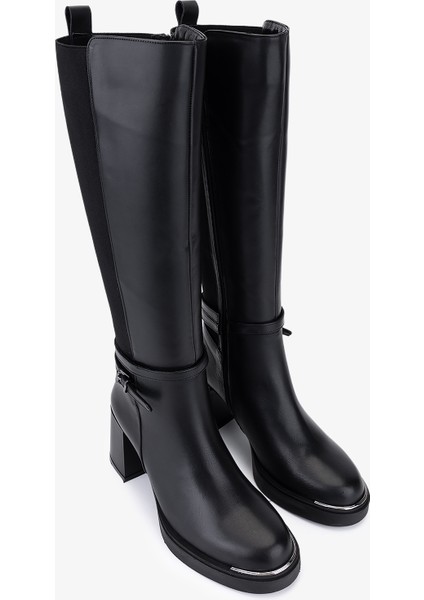 Kadın Hakiki Deri Siyah Topuklu Çizme 51 9040 Bn Czm SK25-26 Sıyah Dr fiyatları