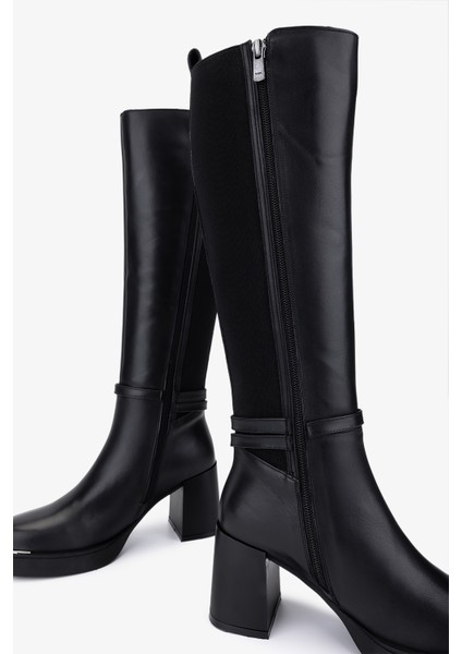 Kadın Hakiki Deri Siyah Topuklu Çizme 51 9040 Bn Czm SK25-26 Sıyah Dr indirimleri