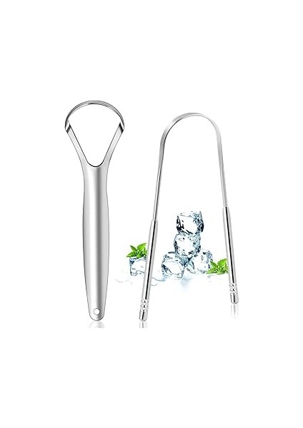 2 Ad.metal Dil Temizleme Dil Sıyırıcı Aleti Paslanmaz Çelik Ağız ve Dil Temizleyici Aparat Kolay Te