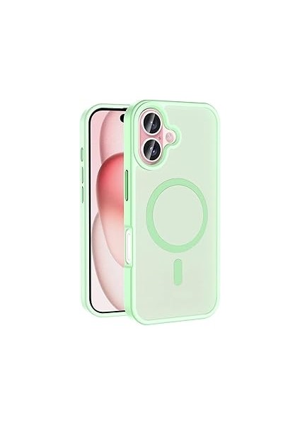 Zore ile Uyumlu 16 Kılıf M-Safe Şarj Özellikli Mat Arka Yüzey Zore Sio Kapak Açık Yeşi