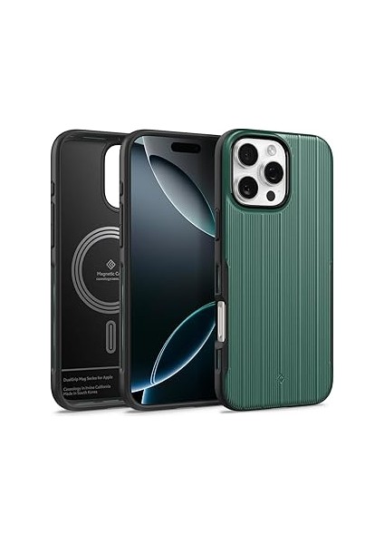 Spigen Caseology 16 ile Uyumlu Kılıf Dual Grip Mag Hava Kanalı Teknolojisi Asker
