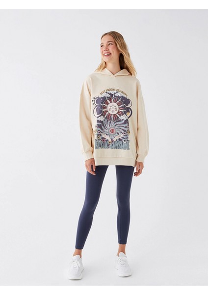 Lcw Vision Bej Baskılı Uzun Kollu Oversize Kadın Hoodie fiyatları