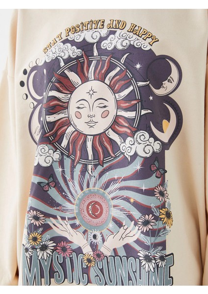 Lcw Vision Bej Baskılı Uzun Kollu Oversize Kadın Hoodie fırsatları