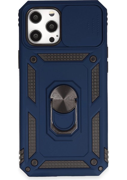 Iphone 12 Kılıf Pars Yüzüklü Silikon - Lacivert