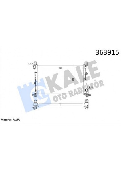 Mtxdpn Motor Su Radyatörü Fiat Egea 15 1.3d Mtj 1.4 Mekanik Ac 622X414X23 Brazing Versiyonu Kl 348440