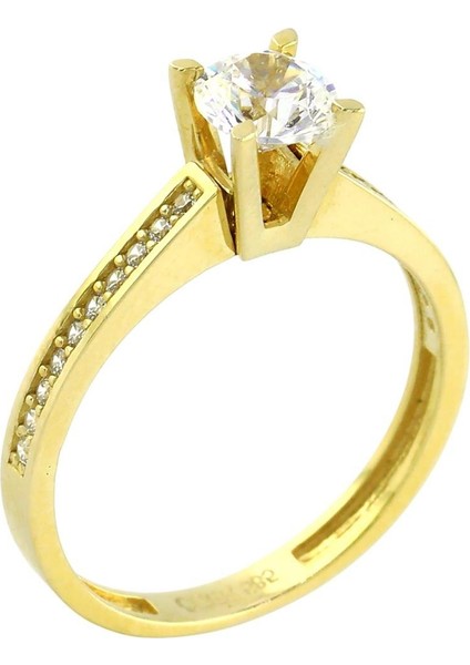 14 Ayar Altın Tektaş Yüzük - 0201160