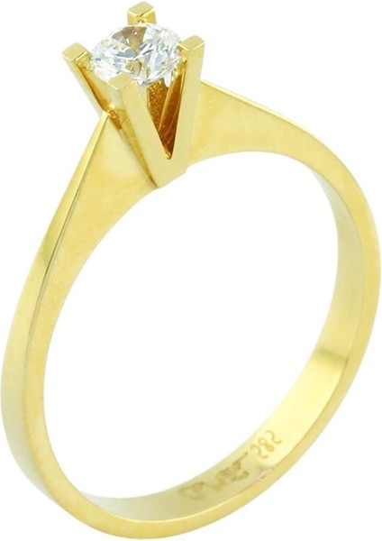 14 Ayar Altın Tektaş Yüzük - 0198863