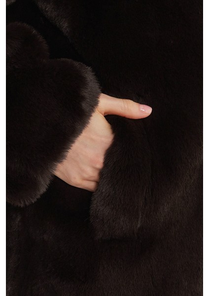 Vanna Regular Fit Kruvaze Yaka Uzun Suni Kürk Kaban W5BL95WJ110 Bayan Kaban W5BL95 WJ110 G1H3 fırsatları