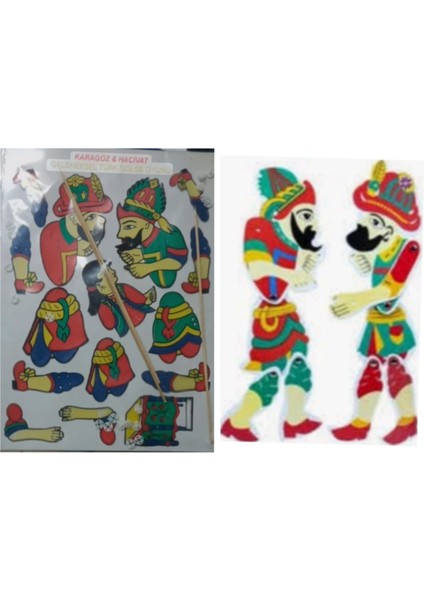 ayşecik gölge oyun seti, hacivat ve karagöz, 26 cm, karagöz hacıvat kukla oyunu, 1 paket oyun seti