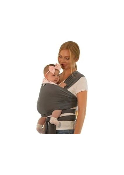 Bebek Sling Kanguru Esnek Wrap Sling Bebek Taşıma ŞALI%100 Pamuk Sertifikalı Antrasit