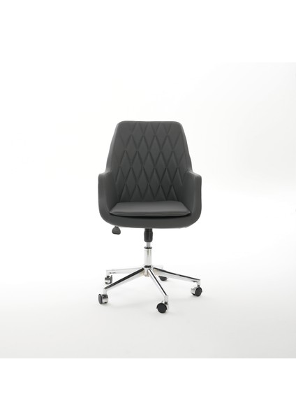 Krom Metal Lüx Yıldız Ayaklı Deri Döşeme | Ofis Koltuğu, Bekleme Koltuğu, Misafir Koltuğu (Ayarlanabilir) Spring