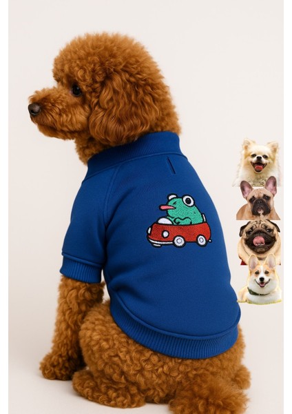 Nakış baskılı küçük ırk köpek sweatshirt, SpeedFrog köpek kıyafeti