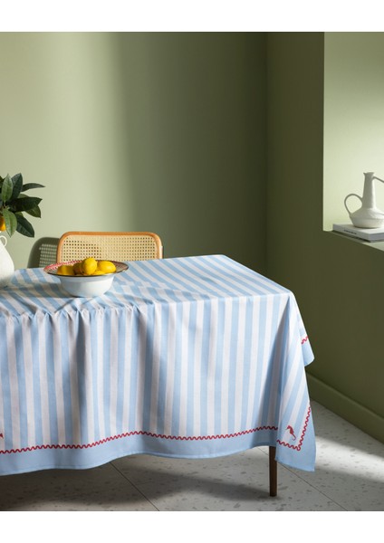 Louve Masa Örtüsü - Mavi/beyaz - 150X150 cm