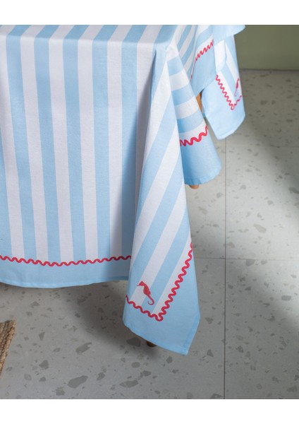 Louve Masa Örtüsü - Mavi/beyaz - 150X150 cm fırsatları