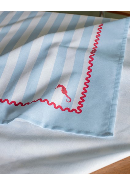 Louve Masa Örtüsü - Mavi/beyaz - 150X150 cm indirimleri