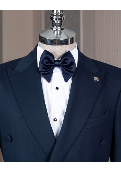 Italyan Stil Kruvaze Ceket Pantolon Takım Elbise Lacivert T14390