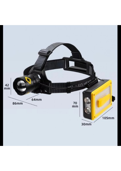 F.b.ı Pro F-3003 Alüminyum PM10-TG LED Type-C Powerbank ve Solar Şarjlı Kamp Kafa Feneri