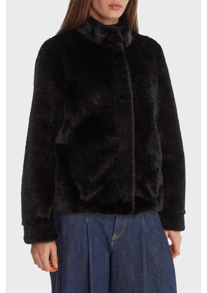 Luna Regular Fit Dik Yaka Suni Kürk Mont W5BL64W3920 Bayan Mont W5BL64 W3920 Jblk