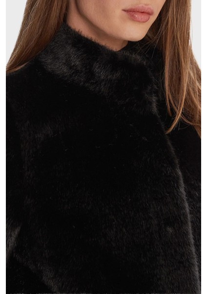 Luna Regular Fit Dik Yaka Suni Kürk Mont W5BL64W3920 Bayan Mont W5BL64 W3920 Jblk fırsatları