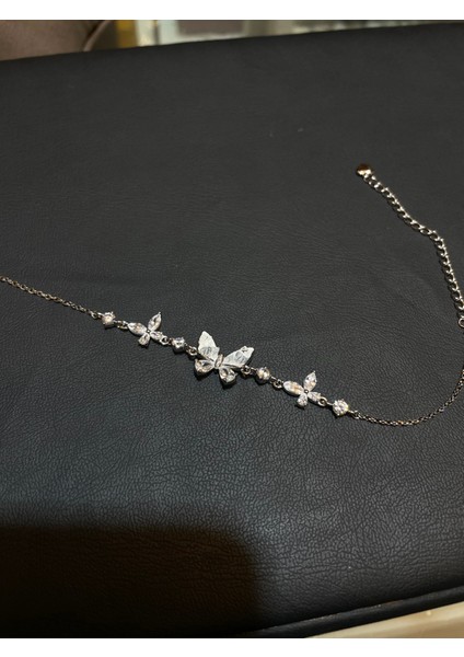 Ithal Kırık Taşlı Kelebekli Kadın Gümüş Bileklik modelleri