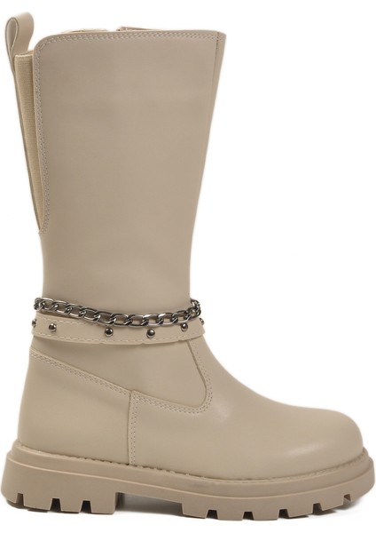 Bej Içi Polarlı Fermuarlı Kız Çocuk Çizme PARIS-26K F