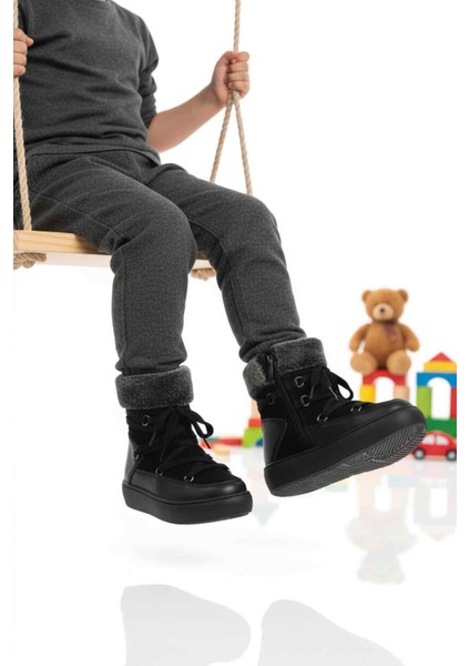 Siyah Içi Polarlı Kaymaz Kız Çocuk Bot Selis F