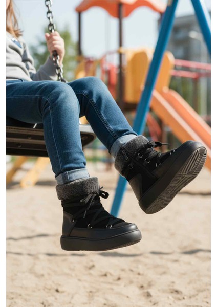 Siyah Içi Polarlı Kaymaz Kız Çocuk Bot Selis F modelleri