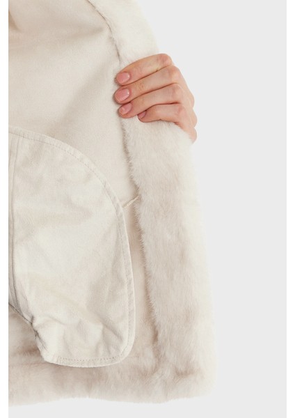 Luna Regular Fit Dik Yaka Suni Kürk Mont W5BL64W3920 Bayan Mont W5BL64 W3920 G012