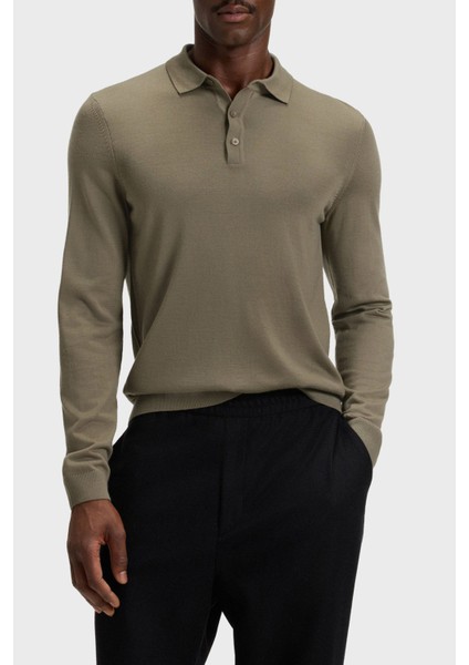 Yünlü Regular Fit Düğmeli Polo Yaka Kazak Erkek Polo Yaka Kazak 50476357 245