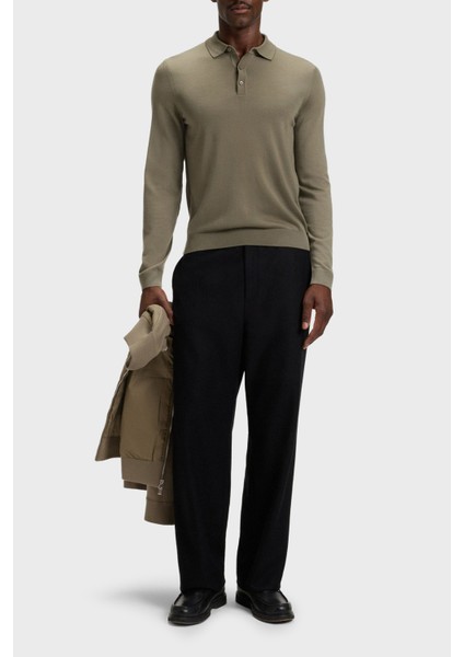 Yünlü Regular Fit Düğmeli Polo Yaka Kazak Erkek Polo Yaka Kazak 50476357 245 modelleri