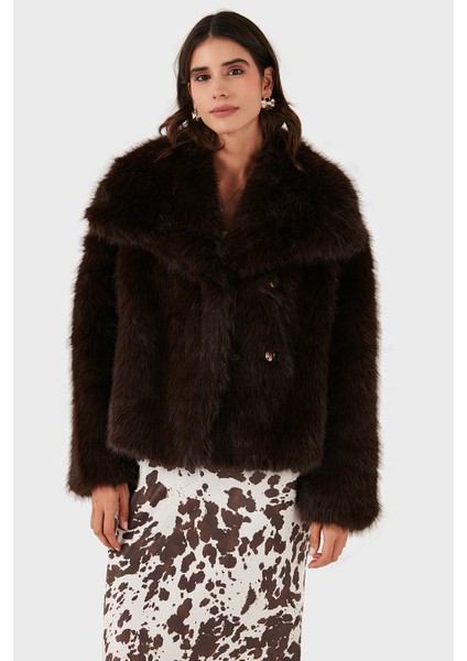 Oversize Geniş Yaka Yumuşak Dokulu Kürk Bayan Kürk 68912364942P98 indirimleri