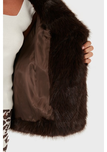 Oversize Geniş Yaka Yumuşak Dokulu Kürk Bayan Kürk 68912364942P98