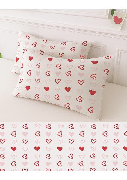 Desenli Pamuklu Kalpli Desen Yastık Kılıfı 2 Adet 50 x 70 cm