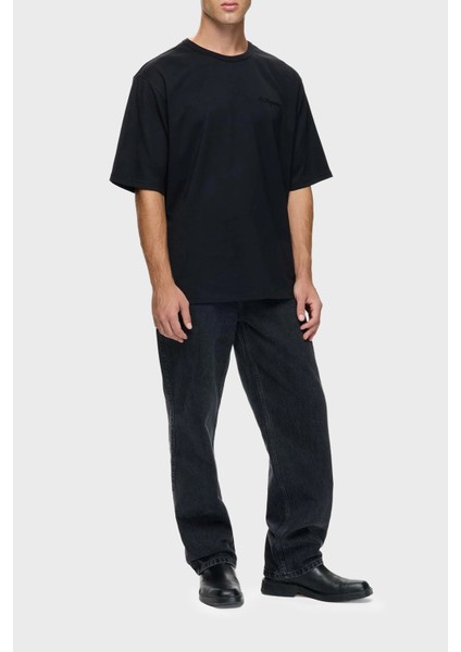 Sırtta Logo Detaylı Pamuklu Regular Fit Bisiklet Yaka T Shirt Erkek T Shirt LB25FWCLAMUTS