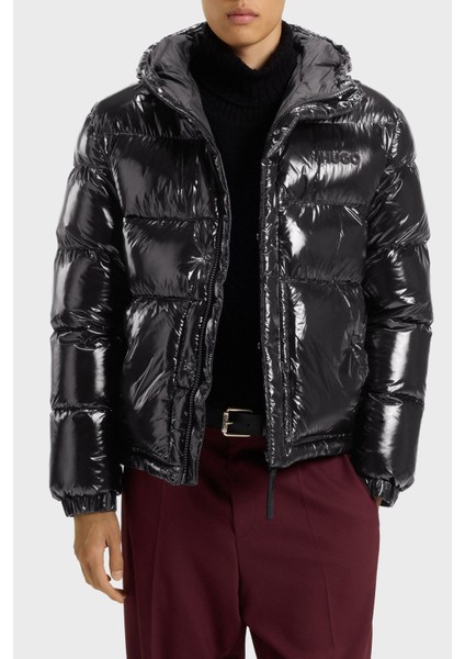 Kapitoneli Regular Fit Kapüşonlu Yaka Şişme Parlak Mont Erkek Mont 50549355 001