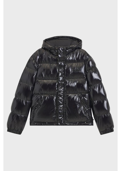 Kapitoneli Regular Fit Kapüşonlu Yaka Şişme Parlak Mont Erkek Mont 50549355 001