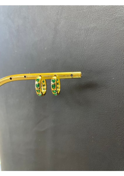 Ithal Yeşil Kalp Taşlı Halka Kadın Gümüş Küpe fiyatları