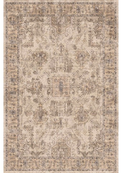Mars Halı Vintage Görünümlü Bej Motifli Salon ve Mutfak Halısı MARS2261