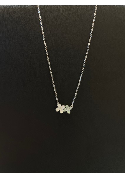 Ithal Minimal Iki Çiçekli Kadın Gümüş Kolye fiyatları