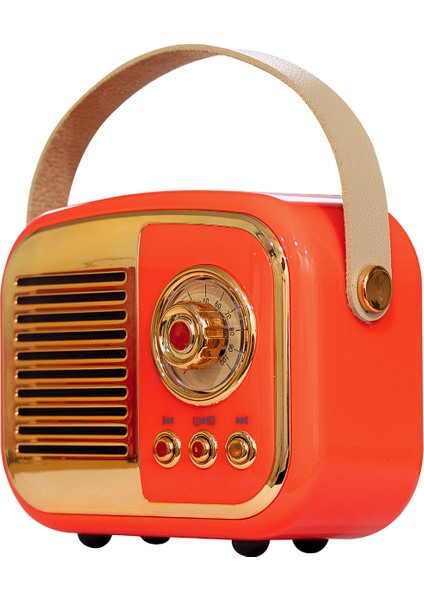 MD-24BT Echoes 3W 800MAH Turuncu Usb+Tf Kart+Bluetooth Destekli Klasik Retro Müzik Kutusu modelleri